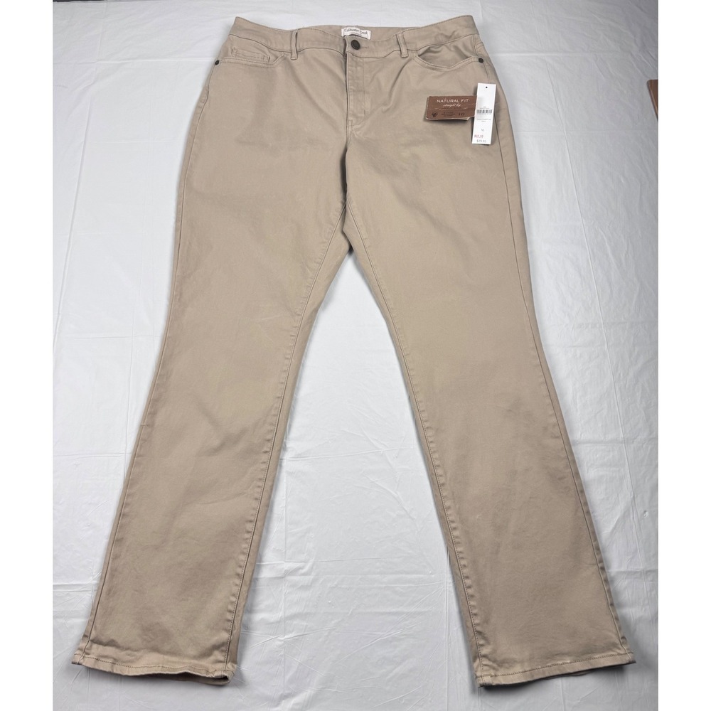 Coldwater Creek Natural Fit Sateen Straight Leg Jeans Tan Khaki Premium Denim 16